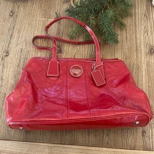 Coach Red Patent Leather Purse with Inside Pouch (Markings)
